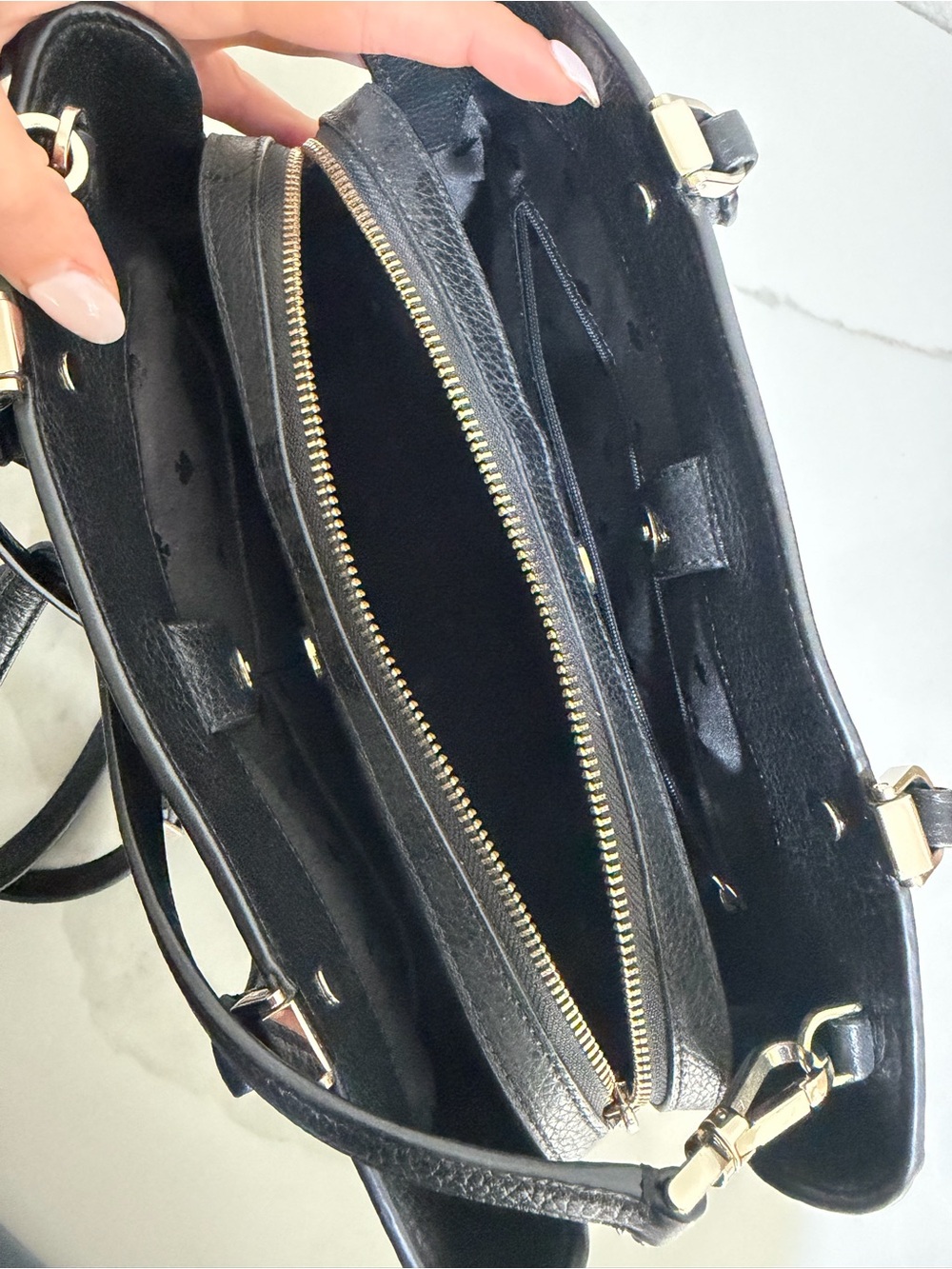 kate spade Black Pebbled Leather Structured Satchel - Picture 3 of 4
